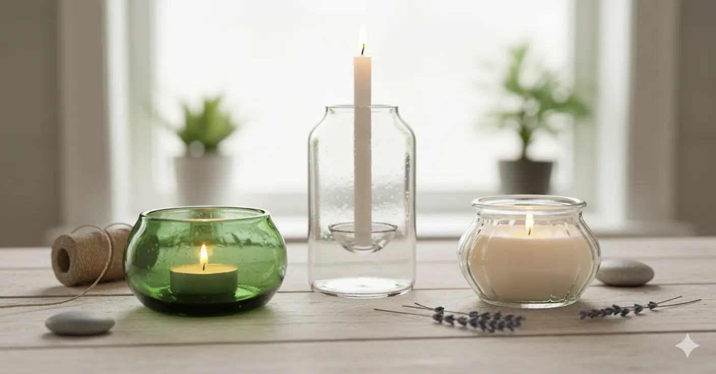 Ljushållare av återvunnet glas